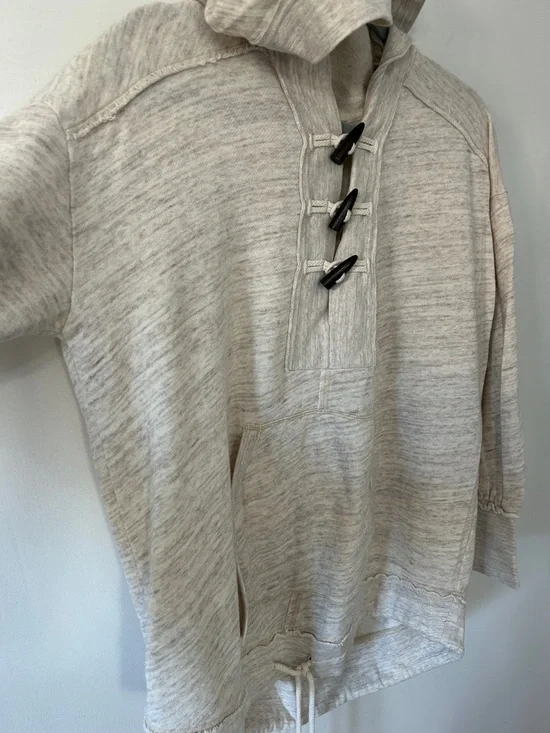 Free People Beach Arrival Hoodie XS Slouchy Heathered Grey with Toggle Detail - Picture 16 of 16